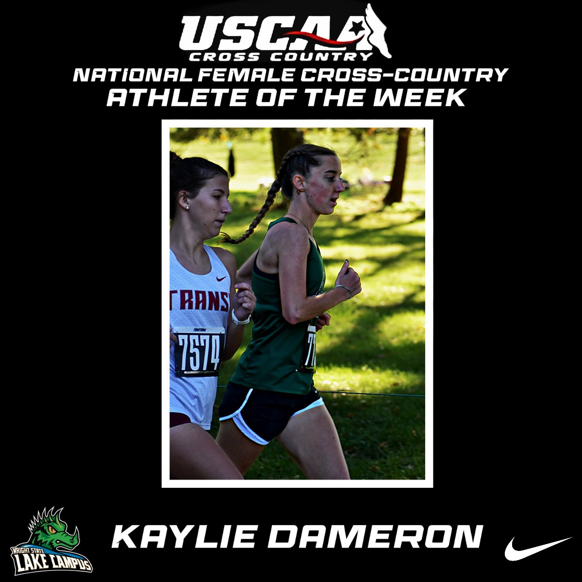 Dameron named USCAA National Female Runner of the Week for 3rd Time